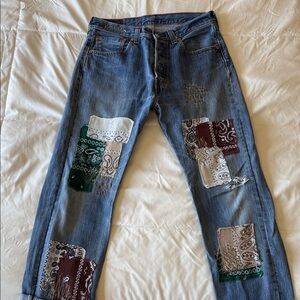 Levi’s Vintage Redone Denim Jeans with Colorful Patchwork